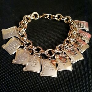 Gold Tone 10 Commandments Charm Bracelet